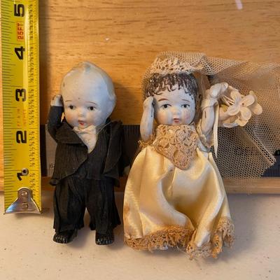 Antique jointed bisque wedding cake toppers