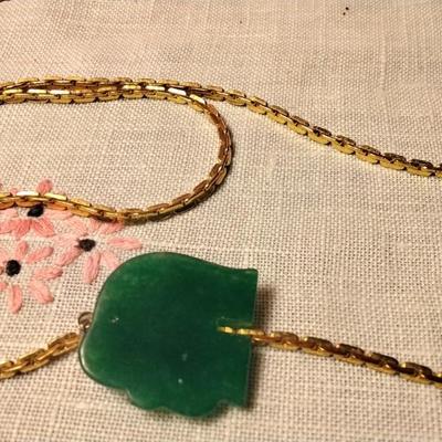 Jade Elephant On 14K GF 18" Chain