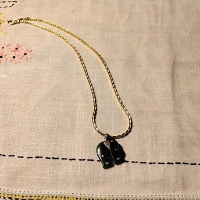 Jade Elephant On 14K GF 18" Chain