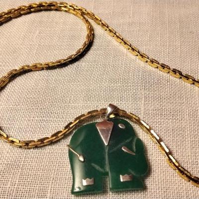Jade Elephant On 14K GF 18" Chain