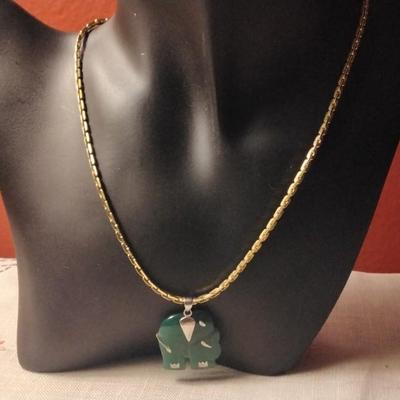 Jade Elephant On 14K GF 18" Chain