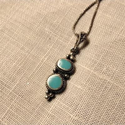 Vintage 18"  Turquoise 925 Necklace
