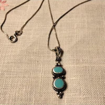 Vintage 18"  Turquoise 925 Necklace
