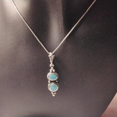 Vintage 18"  Turquoise 925 Necklace