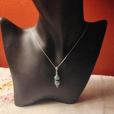 Vintage 18"  Turquoise 925 Necklace