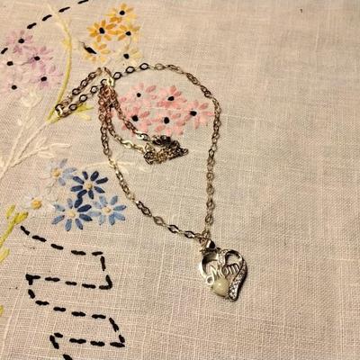 Opal and Diamond Mom â™¥ 18" Unique Italian 925 Necklace