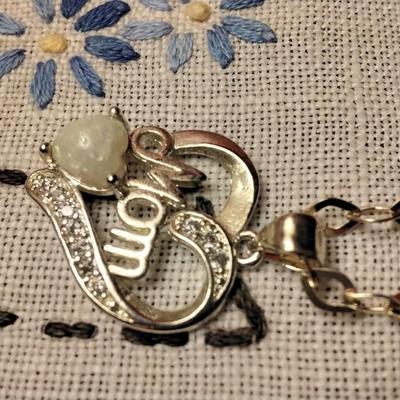 Opal and Diamond Mom â™¥ 18" Unique Italian 925 Necklace