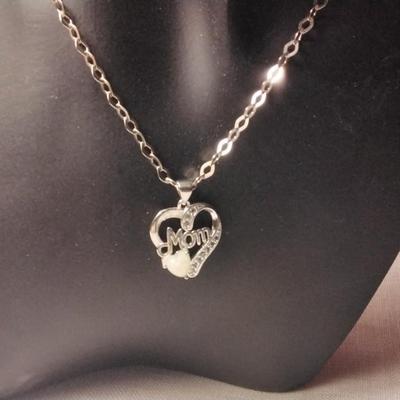 Opal and Diamond Mom â™¥ 18" Unique Italian 925 Necklace