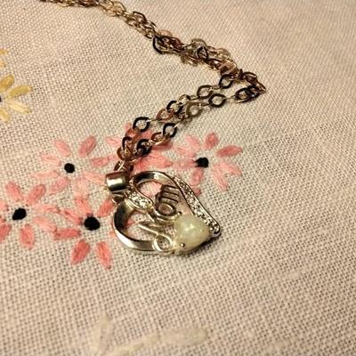 Opal and Diamond Mom â™¥ 18" Unique Italian 925 Necklace