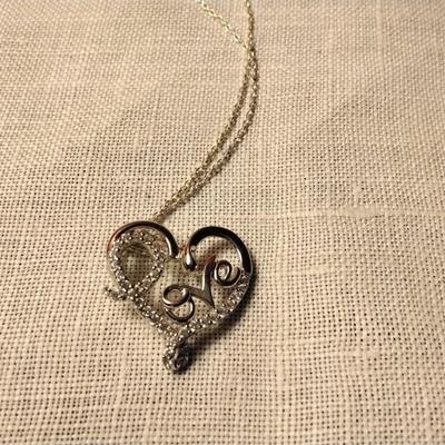Unique Love â™¥ With Diamonds 16" 925 Necklace