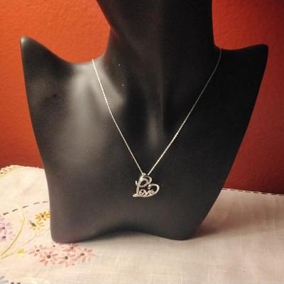 Unique Love â™¥ With Diamonds 16" 925 Necklace