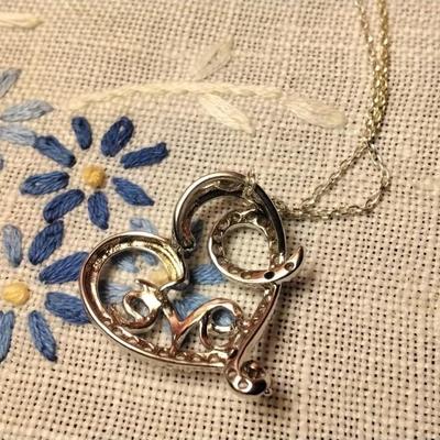 Unique Love â™¥ With Diamonds 16" 925 Necklace