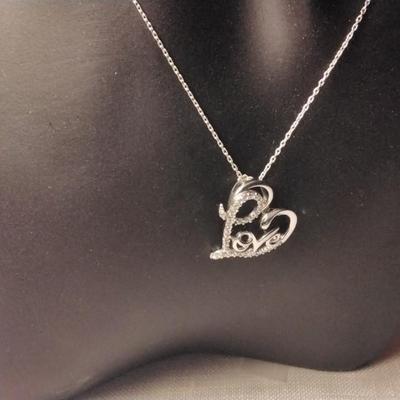 Unique Love â™¥ With Diamonds 16" 925 Necklace