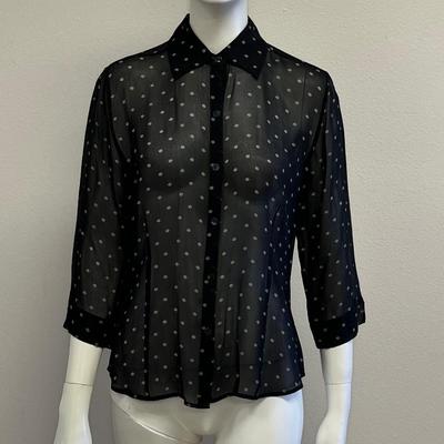 CHICOS ~ Womenâ€™s Black & White Sheer Blouse ~ EUC