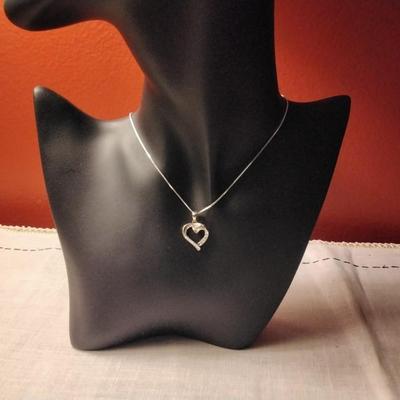 Diamond 925 Heart on 16" 925 Necklace