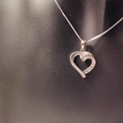 Diamond 925 Heart on 16" 925 Necklace