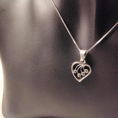 Diamond 925 Heart on 16" 925 Necklace