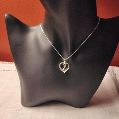 Diamond 925 Heart on 16" 925 Necklace