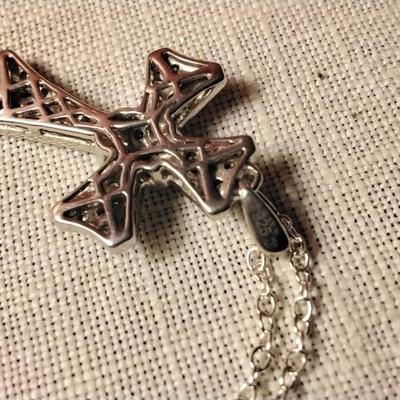 925 16" Unique Diamond and Black Diamond Cross Necklace