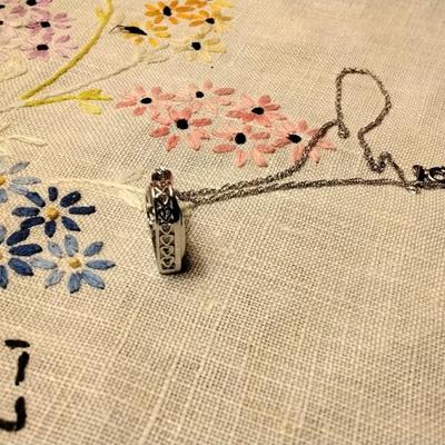 925 16" GOC Heart With Floating Diamond In Middle