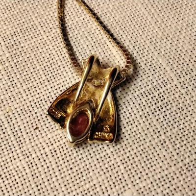 Ross & Simons Ruby and Diamond 18" Gold Vermeil Necklace