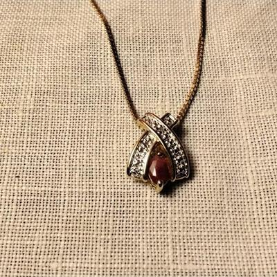 Ross & Simons Ruby and Diamond 18" Gold Vermeil Necklace