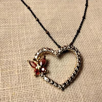 Dorothy Lang Ruby And Diamond â™¥ With Quite The Unique 18" 925 Necklace
