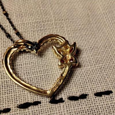 Dorothy Lang Ruby And Diamond â™¥ With Quite The Unique 18" 925 Necklace