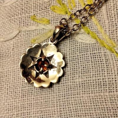 Vintage Garnets In Stunning 925 Pendant 24" 925 Necklace