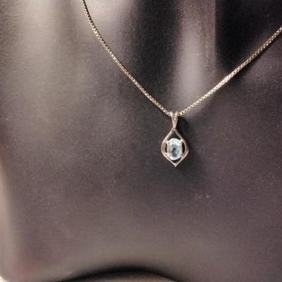 Vintage Stunning 18" 925 Aquamarine Necklace