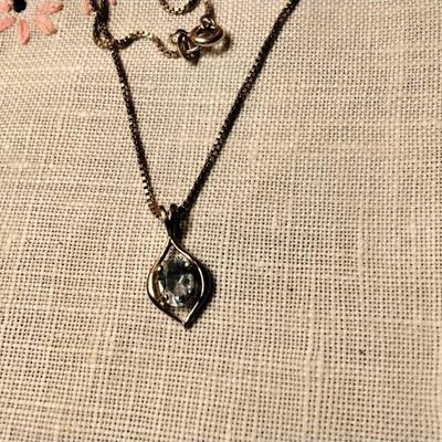 Vintage Stunning 18" 925 Aquamarine Necklace