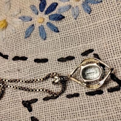 Vintage Stunning 18" 925 Aquamarine Necklace