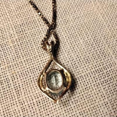 Vintage Stunning 18" 925 Aquamarine Necklace