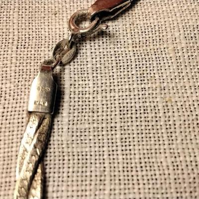 Vintage Italian 16" 925 Braided Herringbone V Necklace