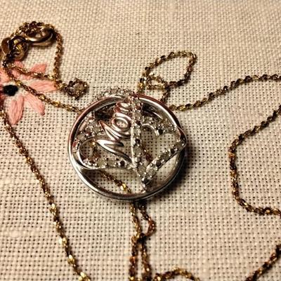 Diamond Two Hearts Mom 20" 925 Necklace