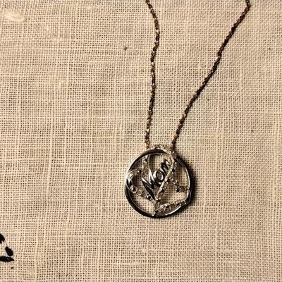 Diamond Two Hearts Mom 20" 925 Necklace