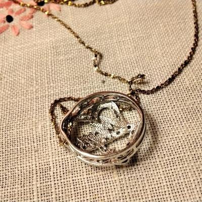 Diamond Two Hearts Mom 20" 925 Necklace