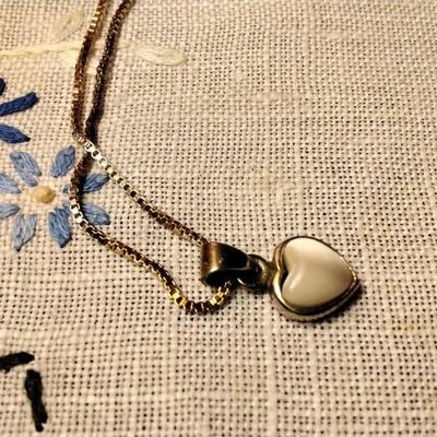 Vintage Mother Of Pearl â™¥ 16" Gold Vermeil Necklace