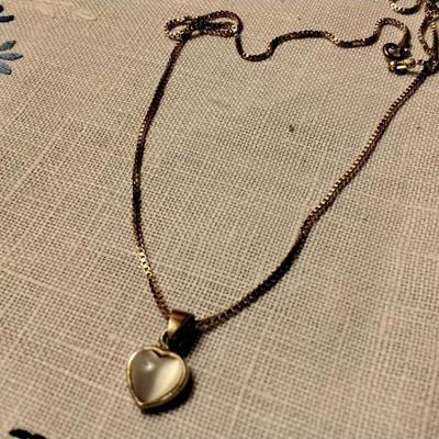 Vintage Mother Of Pearl â™¥ 16" Gold Vermeil Necklace