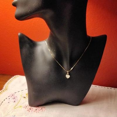 Vintage Mother Of Pearl â™¥ 16" Gold Vermeil Necklace