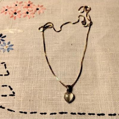 Vintage Mother Of Pearl â™¥ 16" Gold Vermeil Necklace