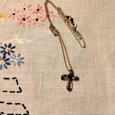Ross & Simons Sapphire Cross 20"  Gold Vermeil Necklace