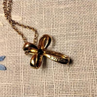 Ross & Simons Sapphire Cross 20"  Gold Vermeil Necklace