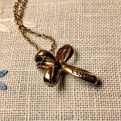 Ross & Simons Sapphire Cross 20"  Gold Vermeil Necklace