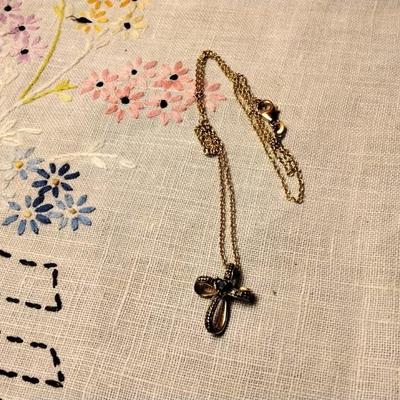 Ross & Simons Sapphire Cross 20"  Gold Vermeil Necklace