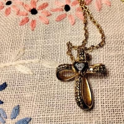 Ross & Simons Sapphire Cross 20"  Gold Vermeil Necklace