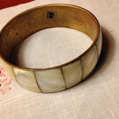 Vintage Mother Of Pearl Bangle Bracelet