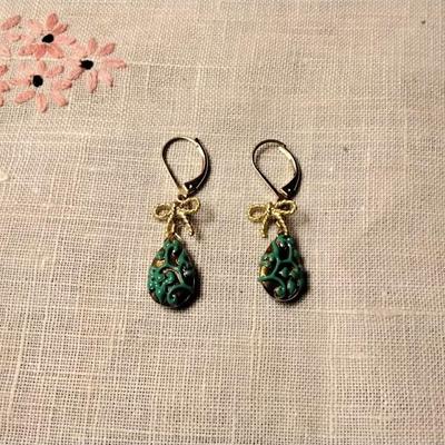 Vintage Turquoise Enamel Gold Vermeil Earrings