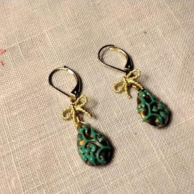 Vintage Turquoise Enamel Gold Vermeil Earrings