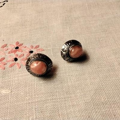 Vintage Rhodochrosite 925 Earrings